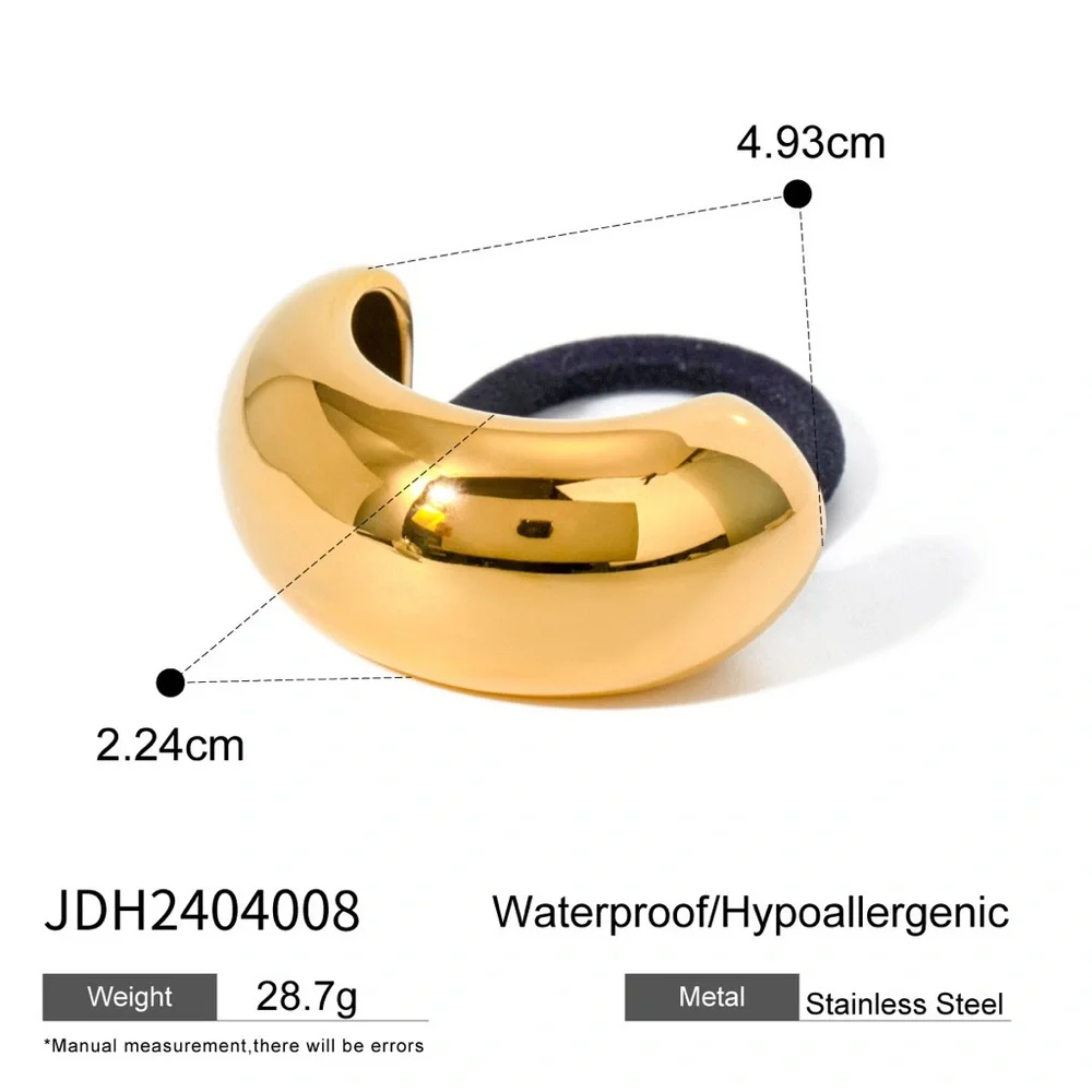 18K Gold Plated Sculptural Chunky Ponytail Cuff Minimal Hair Tie